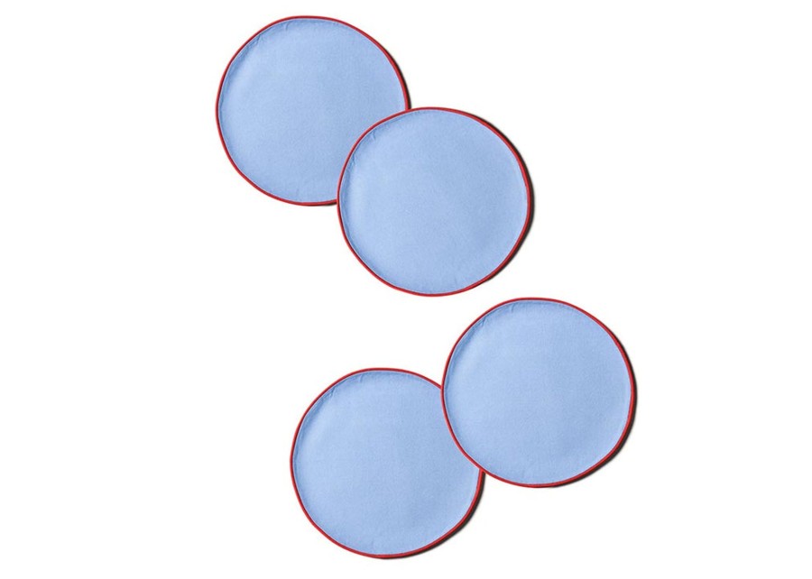 Tabletop Coton Colors by Laura Johnson | French Blue And Red Color Block Round Placemat Set Of 4