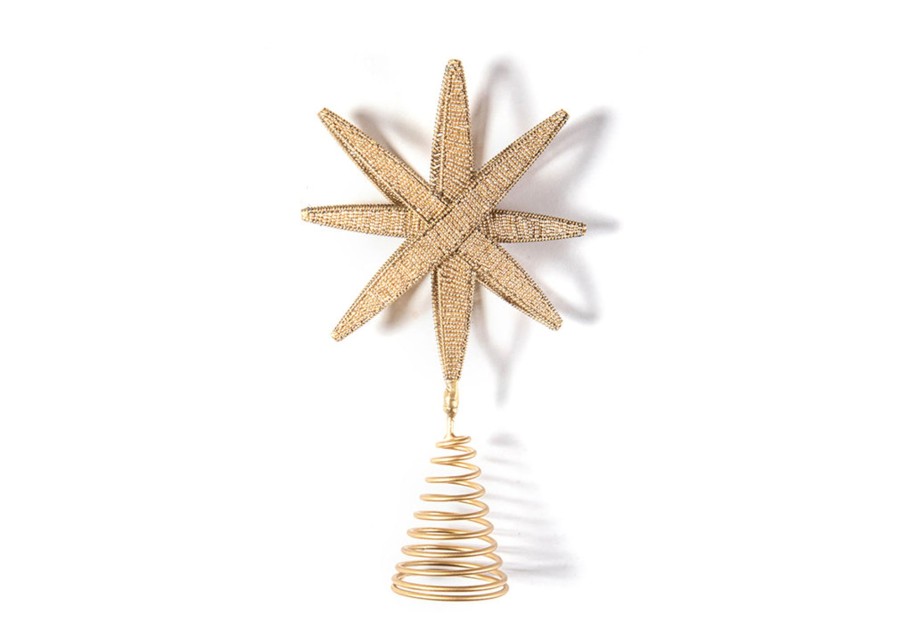 Home Coton Colors by Laura Johnson | Gold Beaded Star Small Tree Topper