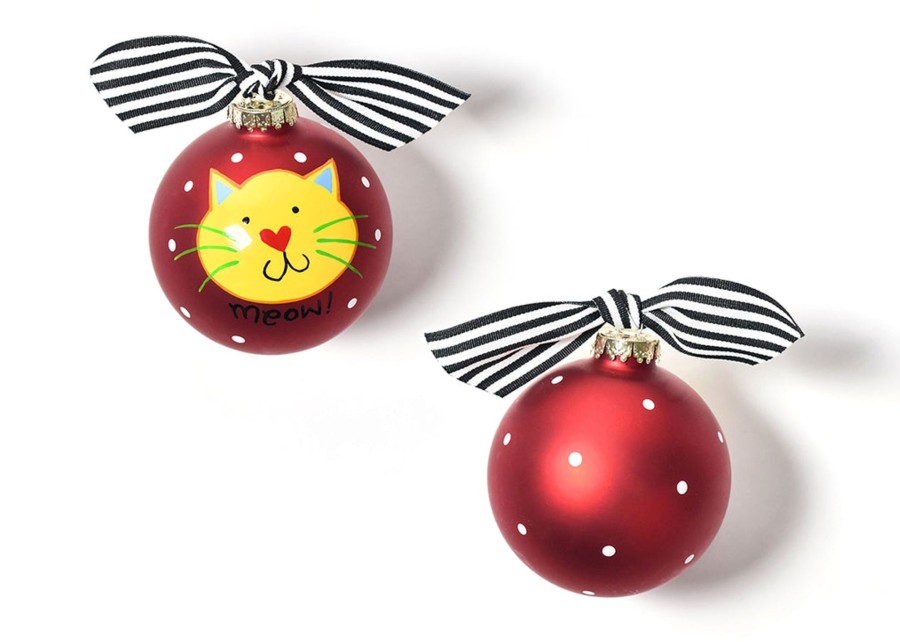 Commemorative Keepsakes Coton Colors by Laura Johnson | Meow Red Cat Glass Ornament