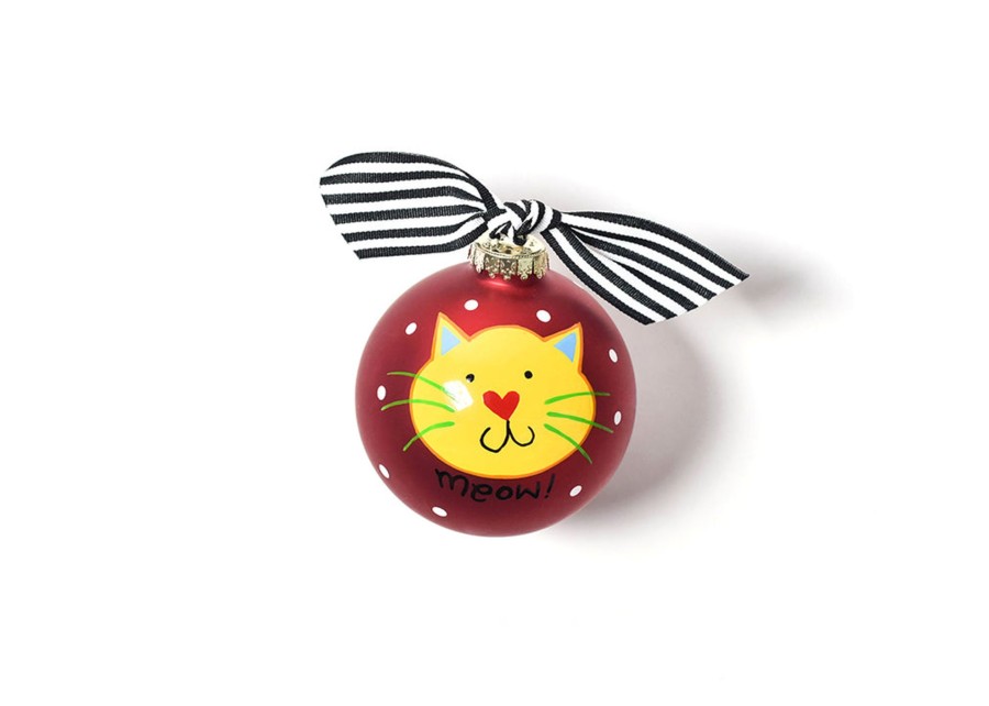 Commemorative Keepsakes Coton Colors by Laura Johnson | Meow Red Cat Glass Ornament