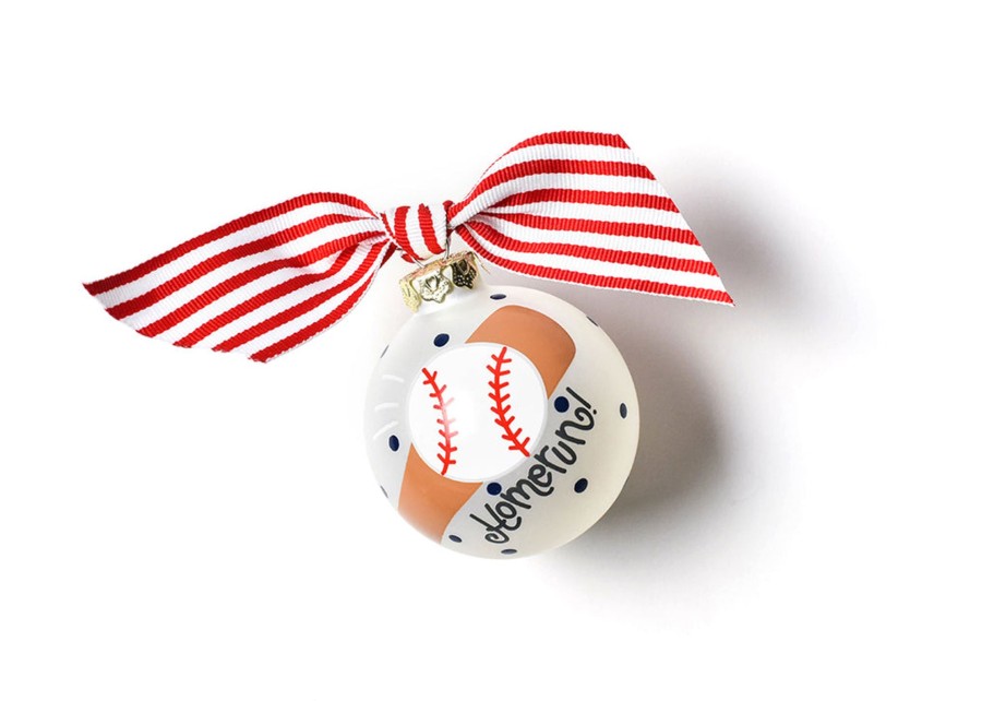 Commemorative Keepsakes Coton Colors by Laura Johnson | Baseball And Bat Glass Ornament