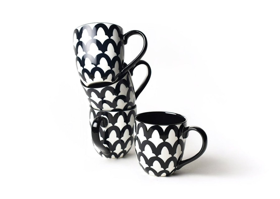 Tabletop Coton Colors by Laura Johnson | Black Arabesque Mug Set Of 4