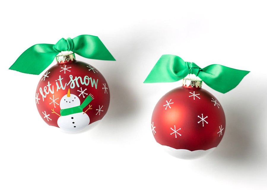 Ornaments Coton Colors by Laura Johnson | Snowman Let It Snow Glass Ornament