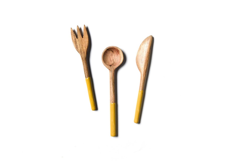 Entertaining Coton Colors by Laura Johnson | Fundamentals Brass Wood Appetizer Utensils, Set Of 3