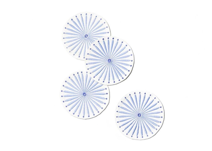 Entertaining Coton Colors by Laura Johnson | Iris Blue Burst Round Cocktail Napkin, Set Of 4