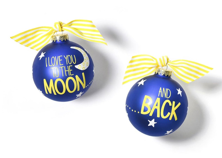 Ornaments Coton Colors by Laura Johnson | I Love You To The Moon And Back Glass Ornament