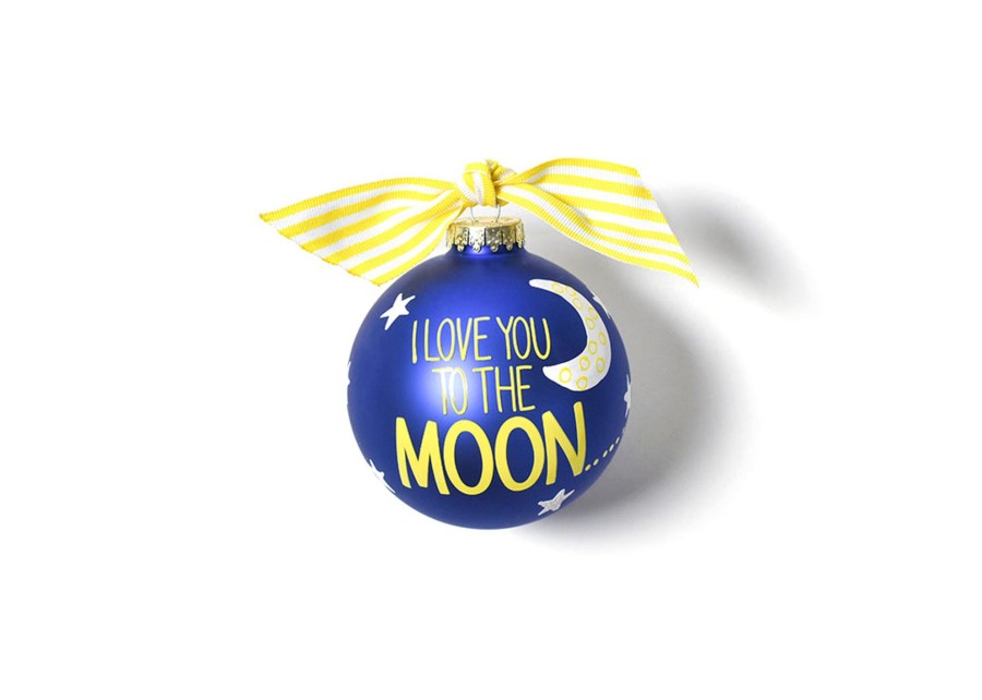 Ornaments Coton Colors by Laura Johnson | I Love You To The Moon And Back Glass Ornament