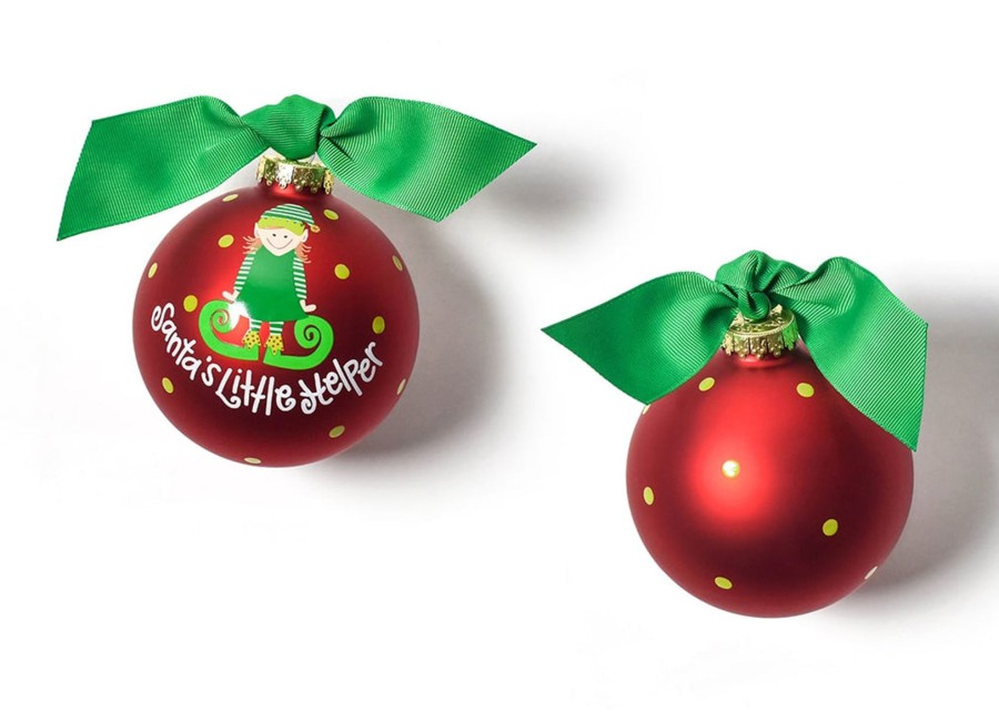 Ornaments Coton Colors by Laura Johnson | Santa'S Little Helper Girl Glass Ornament