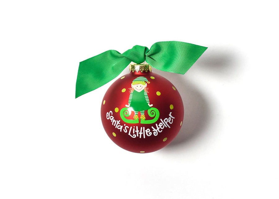 Ornaments Coton Colors by Laura Johnson | Santa'S Little Helper Girl Glass Ornament