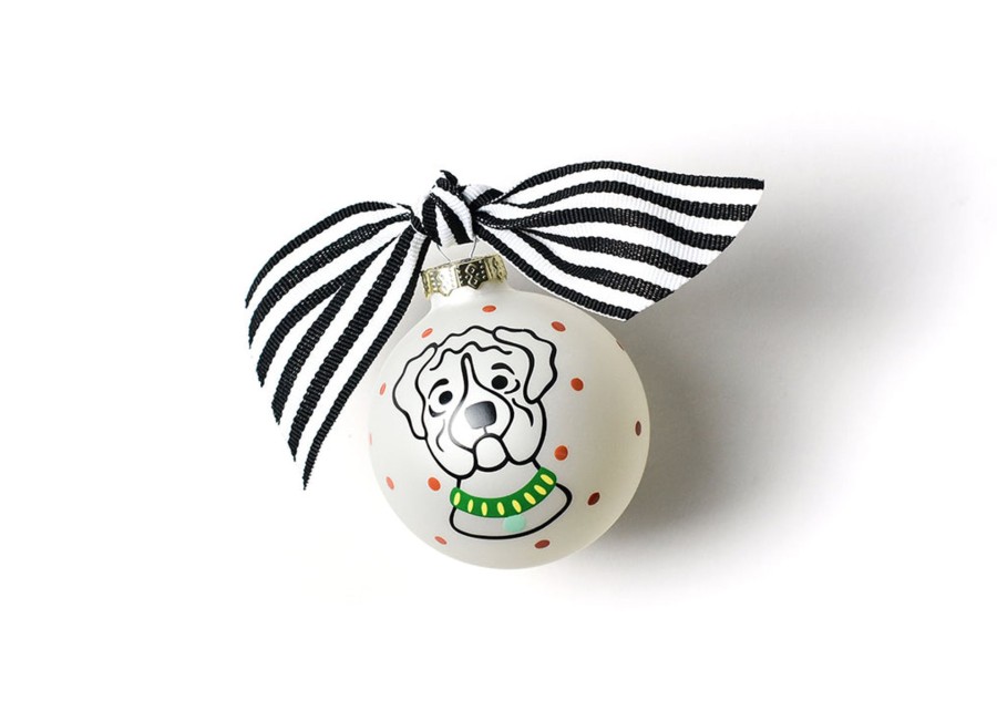 Commemorative Keepsakes Coton Colors by Laura Johnson | Pet Dog Portrait Glass Ornament - Wrinkly