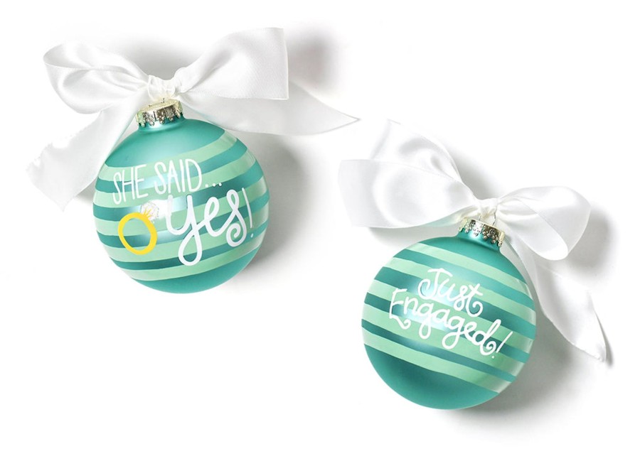 Ornaments Coton Colors by Laura Johnson | She Said Yes Just Engaged Glass Ornament