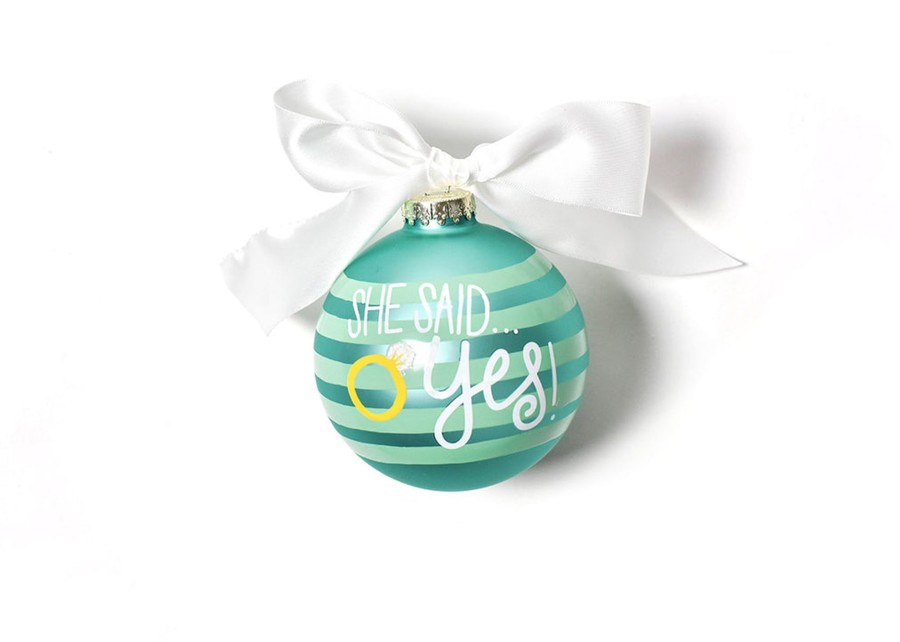 Ornaments Coton Colors by Laura Johnson | She Said Yes Just Engaged Glass Ornament