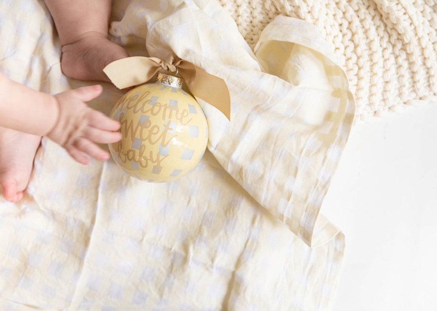 Commemorative Keepsakes Coton Colors by Laura Johnson | Ecru Gingham Swaddle