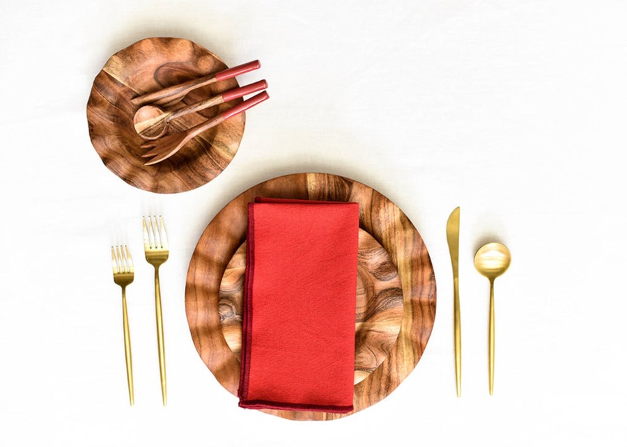 Entertaining Coton Colors by Laura Johnson | Fundamental Red Wood Appetizer Fork