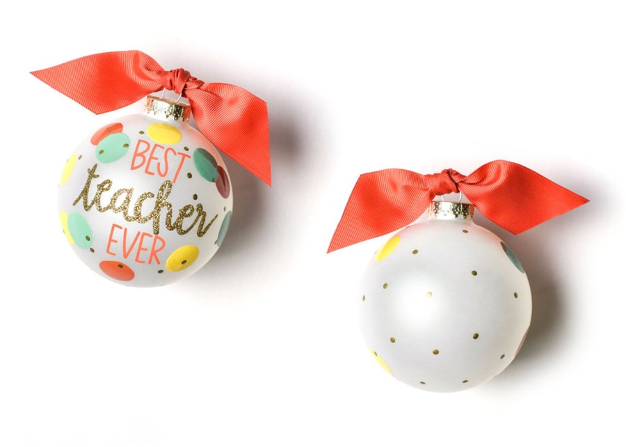 Ornaments Coton Colors by Laura Johnson | Best Teacher Ever Glass Ornament