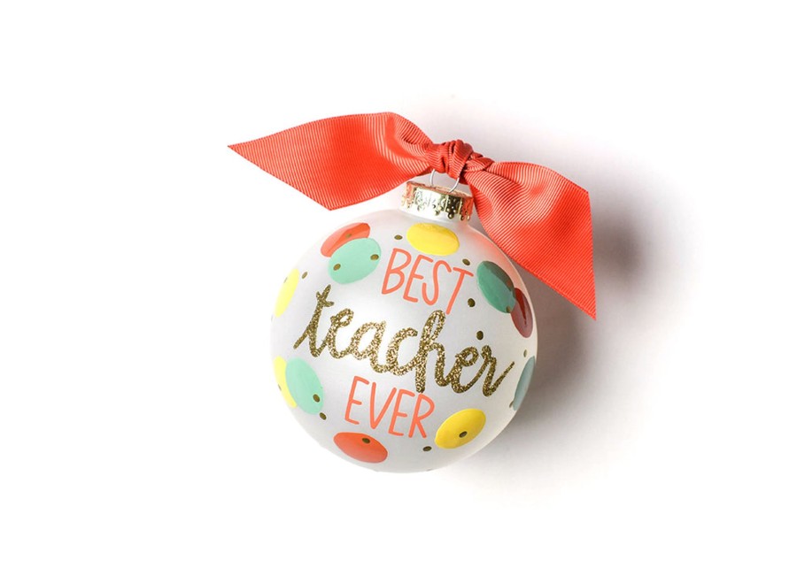 Ornaments Coton Colors by Laura Johnson | Best Teacher Ever Glass Ornament