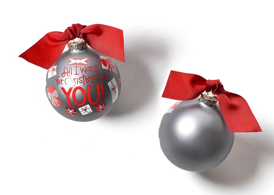 Ornaments Coton Colors by Laura Johnson | All I Want For Christmas Is You Glass Ornament