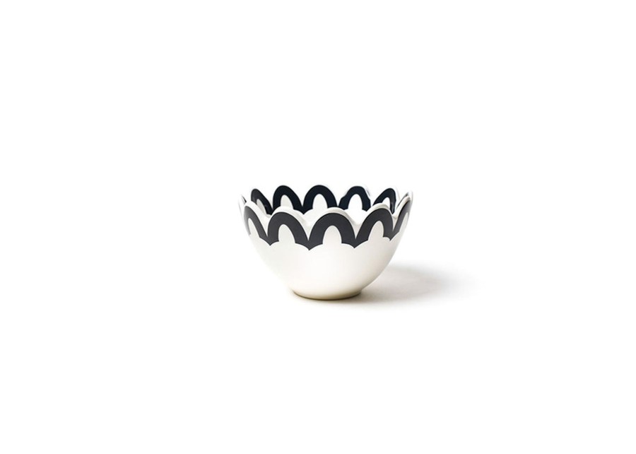 Tabletop Coton Colors by Laura Johnson | Black Arabesque Trim Scallop Small Bowl