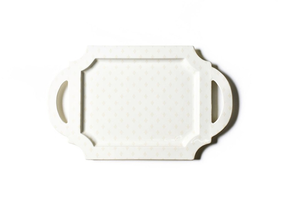 Entertaining Coton Colors by Laura Johnson | Ecru Quatrefoil Handled Tray