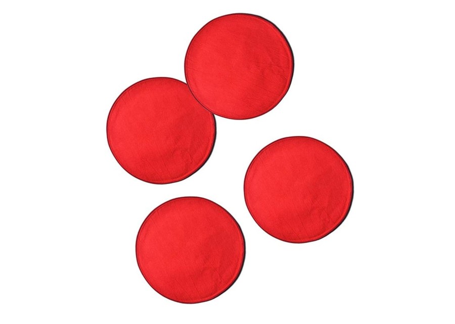 Tabletop Coton Colors by Laura Johnson | Red Color Block Round Placemat Set Of 4