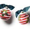 Ornaments Coton Colors by Laura Johnson | Holly Stripe Glass Ornament