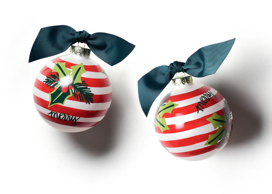 Ornaments Coton Colors by Laura Johnson | Holly Stripe Glass Ornament