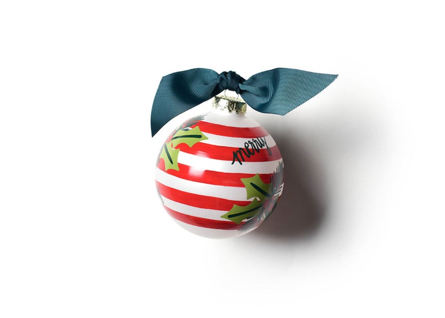 Ornaments Coton Colors by Laura Johnson | Holly Stripe Glass Ornament