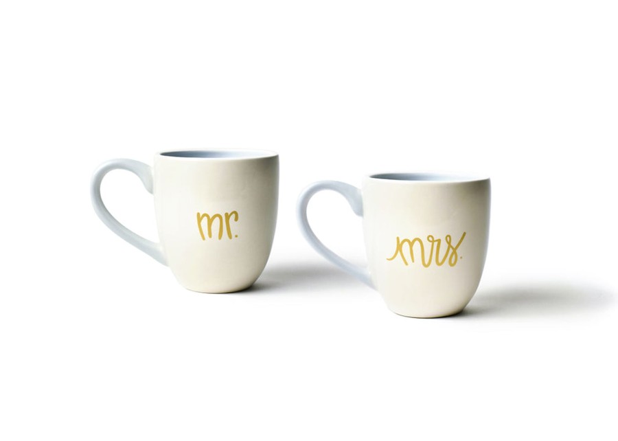 Commemorative Keepsakes Coton Colors by Laura Johnson | Ecru Mr. And Mrs. Mugs, Set Of 2