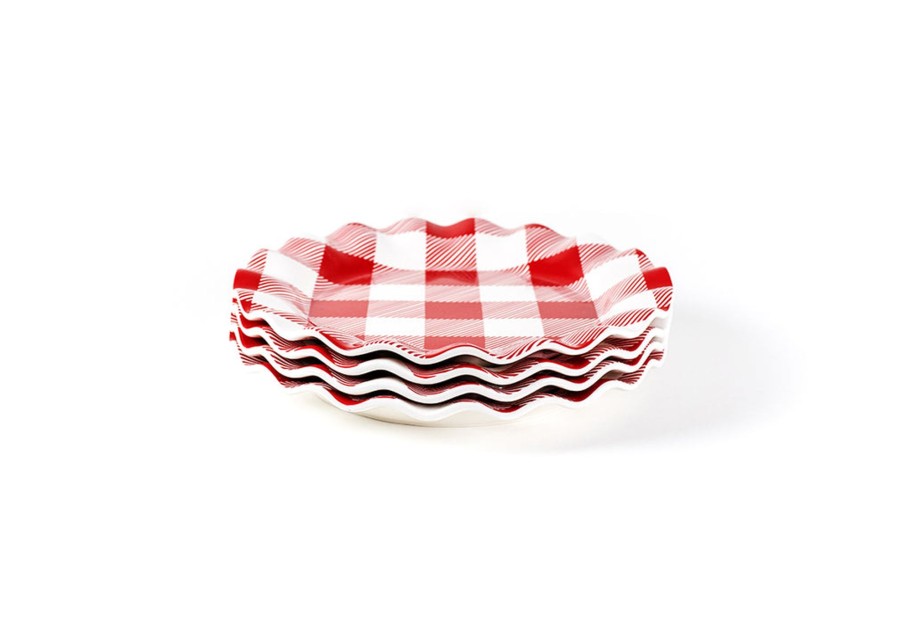 Tabletop Coton Colors by Laura Johnson | Buffalo Ruffle Dinner Plate Red, Set Of 4