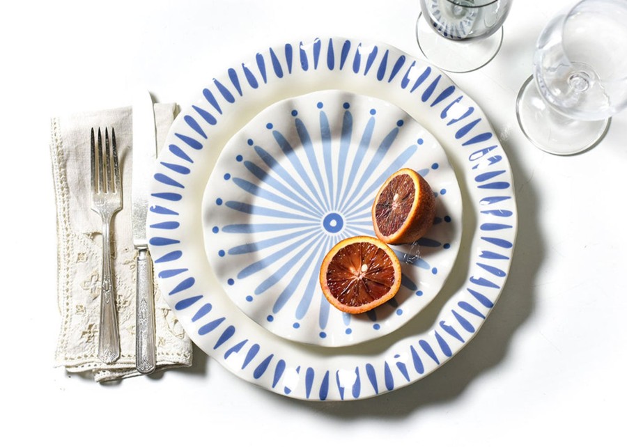 Tabletop Coton Colors by Laura Johnson | Iris Blue Burst Ruffle Salad Plate