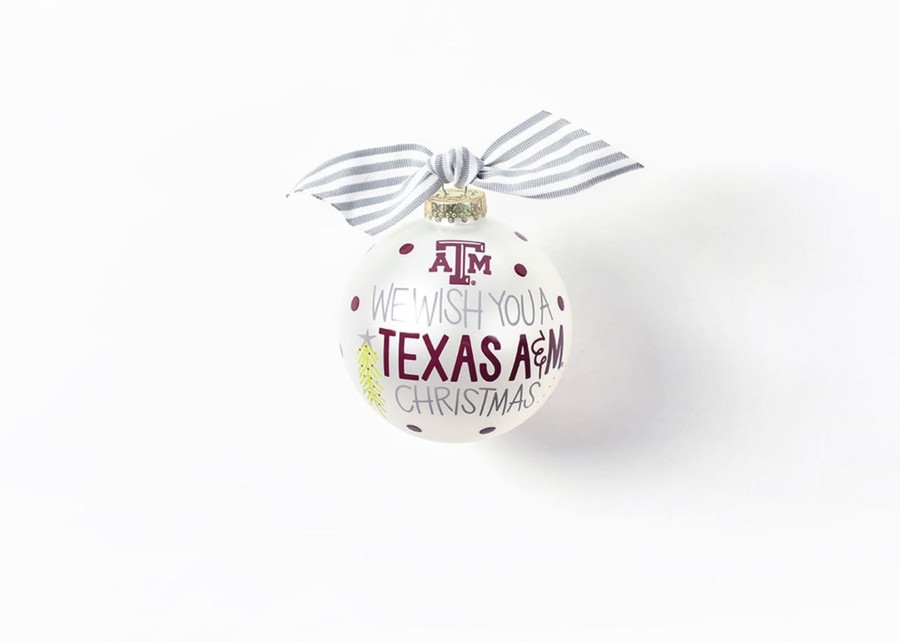 Ornaments Coton Colors by Laura Johnson | Texas A&M We Wish You Glass Ornament