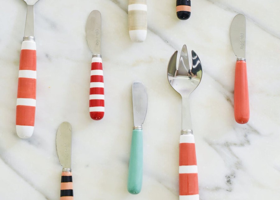 Entertaining Coton Colors by Laura Johnson | Red Bengal Stripe Appetizer Spreader