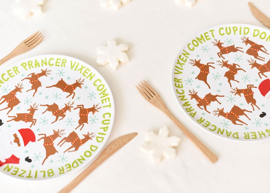 Commemorative Keepsakes Coton Colors by Laura Johnson | Brown Skin Calling All Reindeer Melamine Dinner Plate