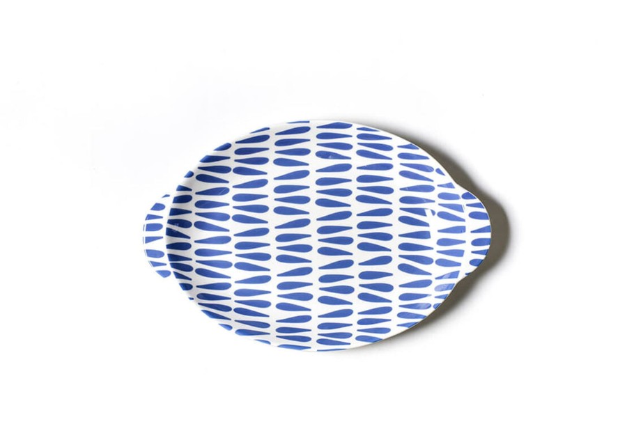 Entertaining Coton Colors by Laura Johnson | Iris Blue Drop Large Handled Oval Platter