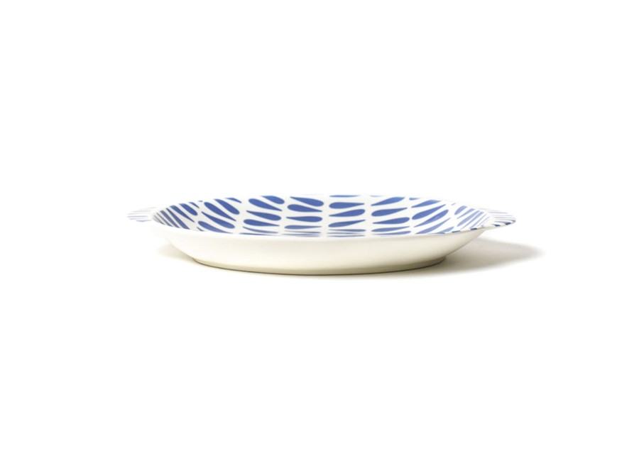 Entertaining Coton Colors by Laura Johnson | Iris Blue Drop Large Handled Oval Platter