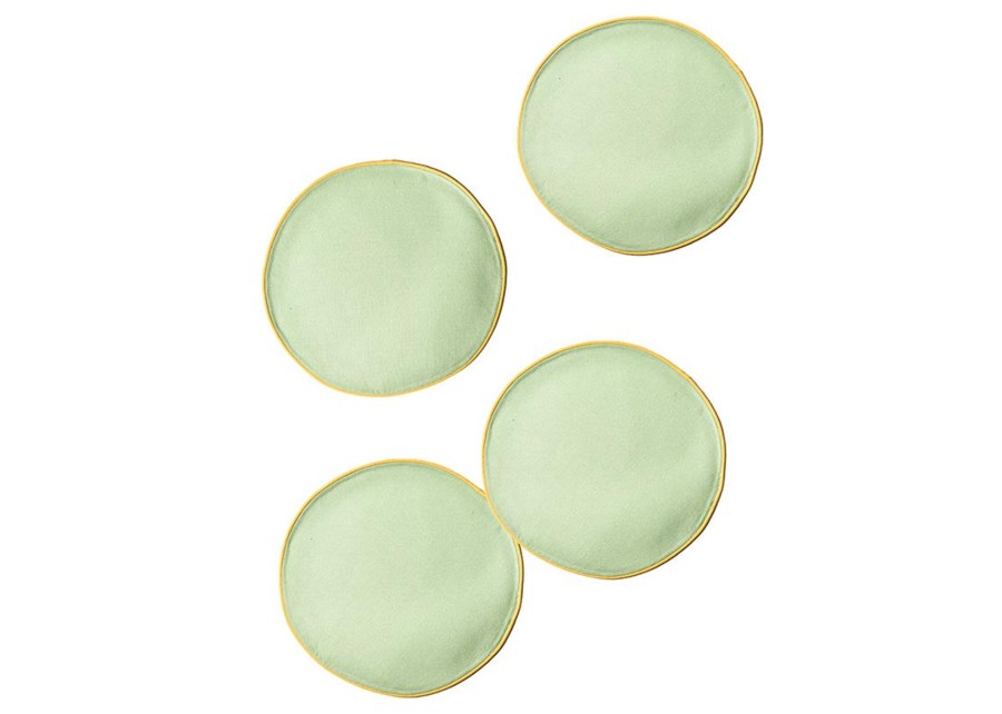 Tabletop Coton Colors by Laura Johnson | Sage And Brass Color Block Round Placemat Set Of 4