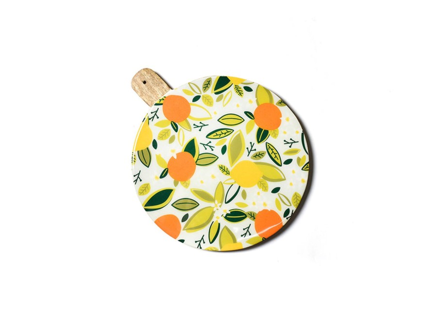 Entertaining Coton Colors by Laura Johnson | Blue Citrus Print Wood Medium Round Board