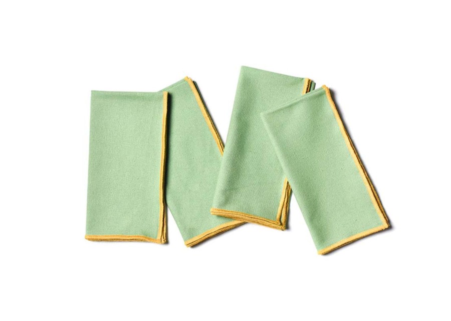 Entertaining Coton Colors by Laura Johnson | Color Block Sage And Brass Napkin, Set Of 4