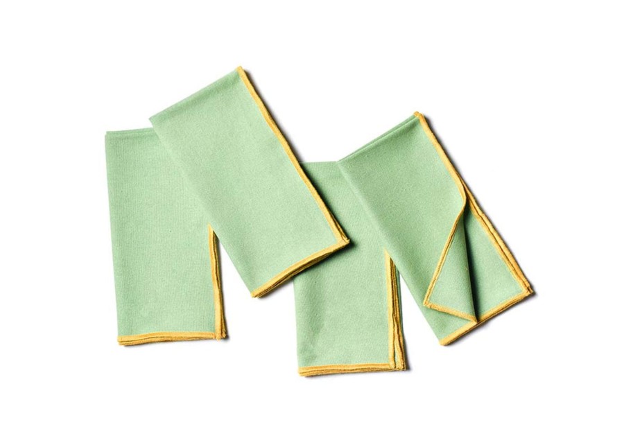 Entertaining Coton Colors by Laura Johnson | Color Block Sage And Brass Napkin, Set Of 4