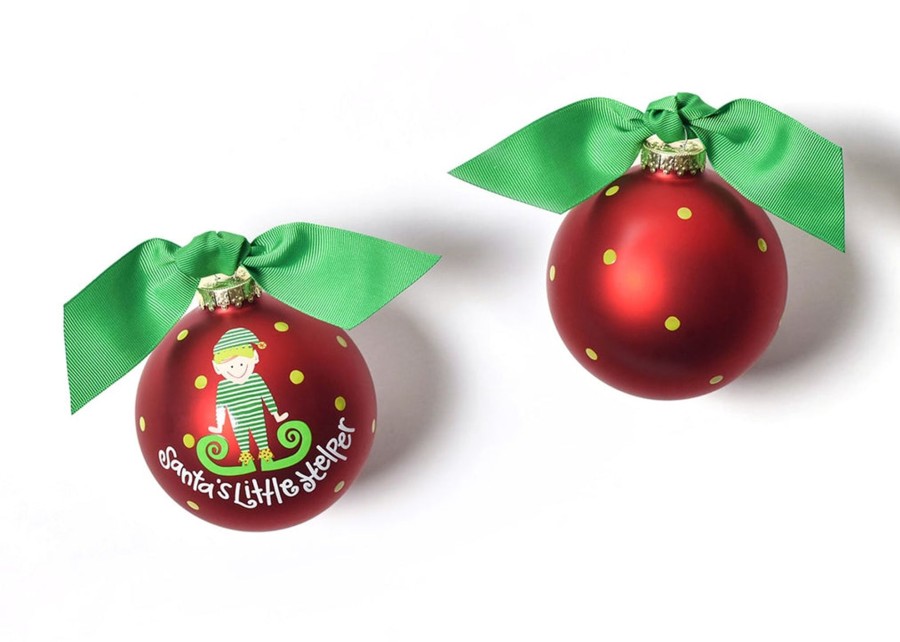 Ornaments Coton Colors by Laura Johnson | Santa'S Little Helper Boy Glass Ornament