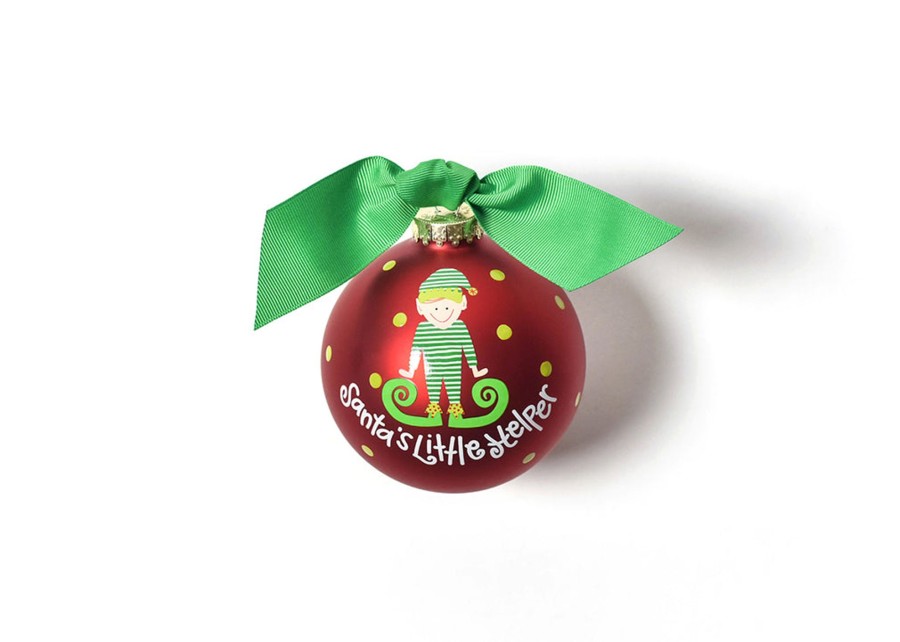 Ornaments Coton Colors by Laura Johnson | Santa'S Little Helper Boy Glass Ornament