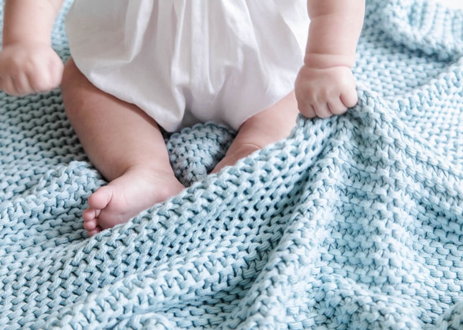 Commemorative Keepsakes Coton Colors by Laura Johnson | Blue Knitted Blanket