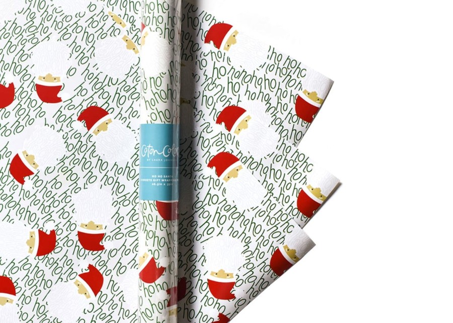 Home Coton Colors by Laura Johnson | Ho Ho Santa Gift Wrapping Paper, 3 Sheets