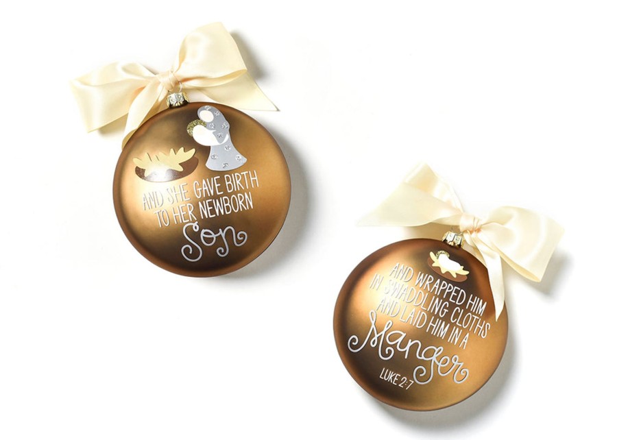 Ornaments Coton Colors by Laura Johnson | The Birth Of Christ Glass Ornament - Luke 2:7