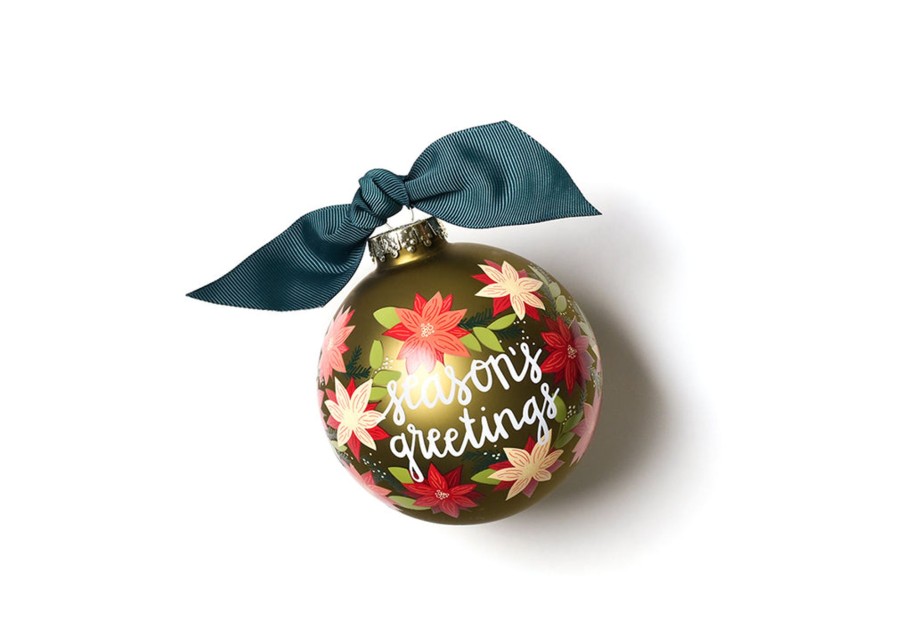 Ornaments Coton Colors by Laura Johnson | Season'S Greetings Poinsettia Glass Ornament