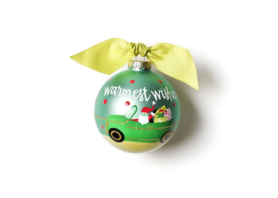 Ornaments Coton Colors by Laura Johnson | Warmest Wishes Santa Glass Ornament