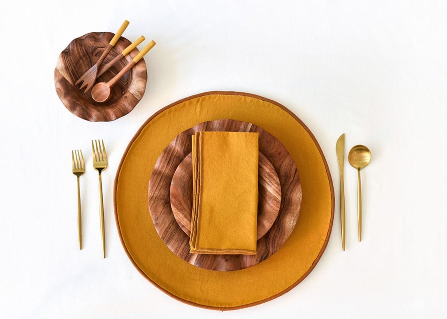 Tabletop Coton Colors by Laura Johnson | Brass Color Block Round Placemat Set Of 4