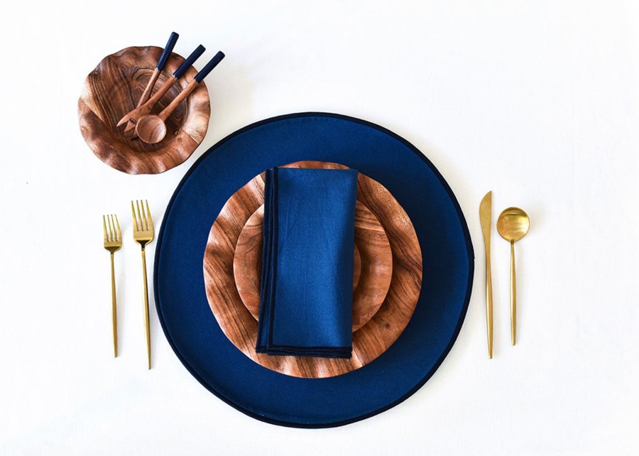 Tabletop Coton Colors by Laura Johnson | Navy Color Block Round Placemat Set Of 4