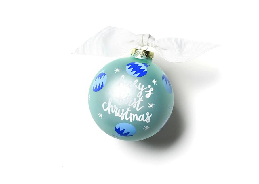 Ornaments Coton Colors by Laura Johnson | Blue Baby'S First Christmas Glass Ornament