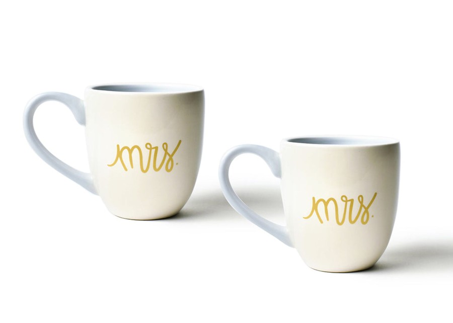 Commemorative Keepsakes Coton Colors by Laura Johnson | Ecru Mrs. And Mrs. Mugs, Set Of 2